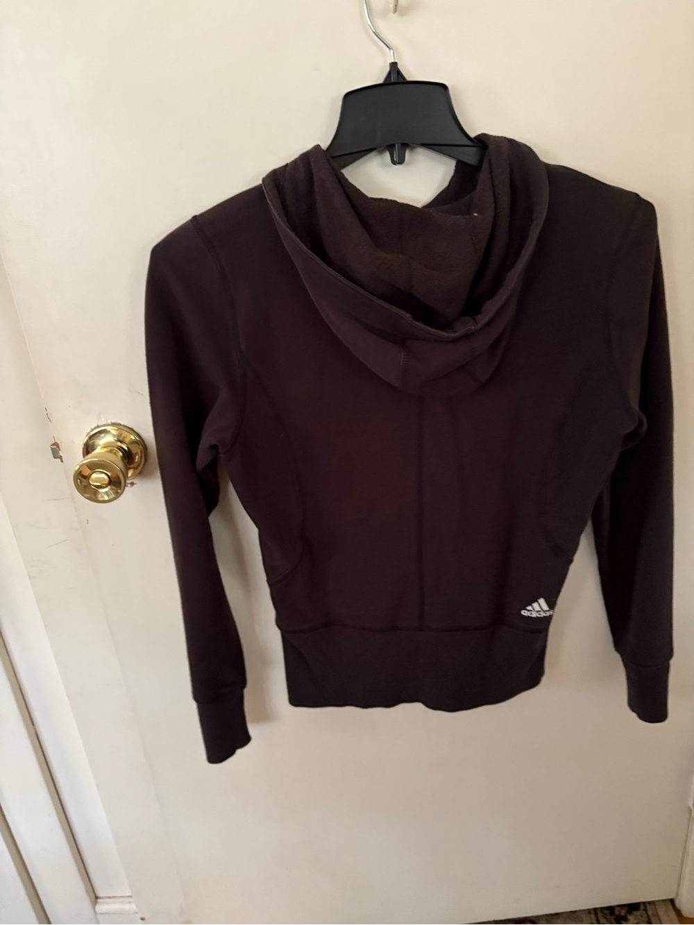 adidas Black Zip-Up Hoodie with White Logo - Picture 4 of 5